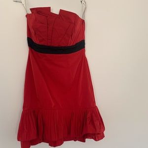 Strapless red dress